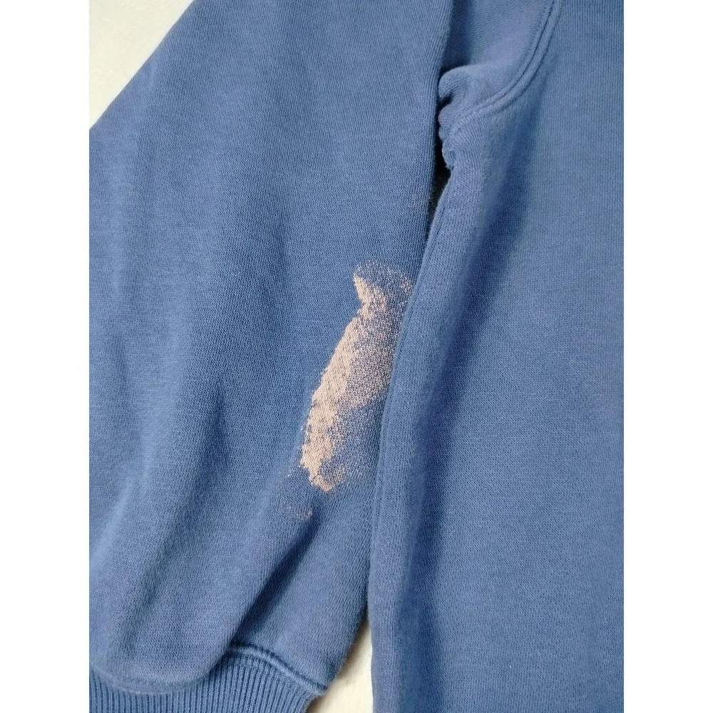Nike Sweatshirt Mens Medium Blue Fleece Pullover Center Swoosh Athletic Thrashed